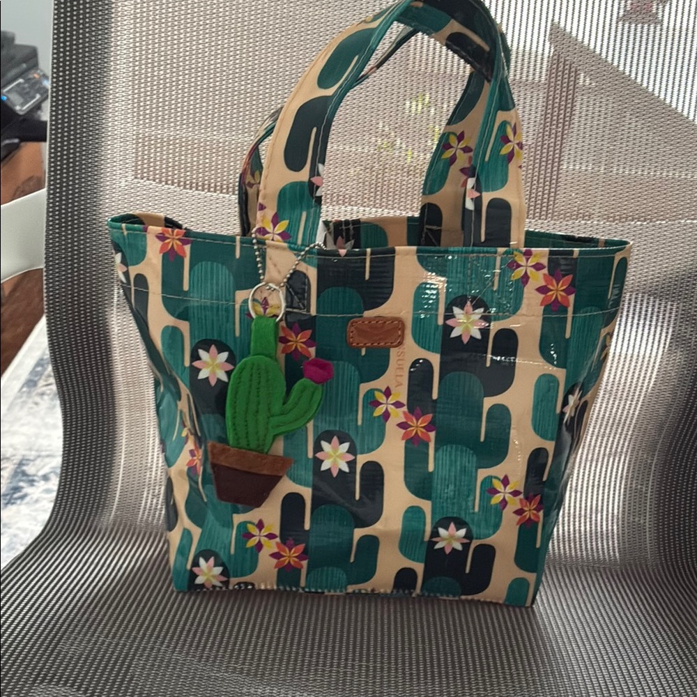 Cactus Print Tote Bag - Green and Cream